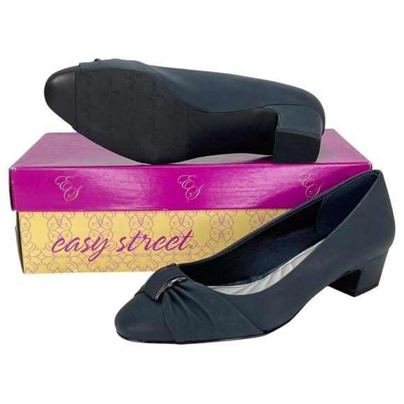 easy street Shoes - Easy Street Eloise Navy Faux Leather Womens Pumps Size 6W